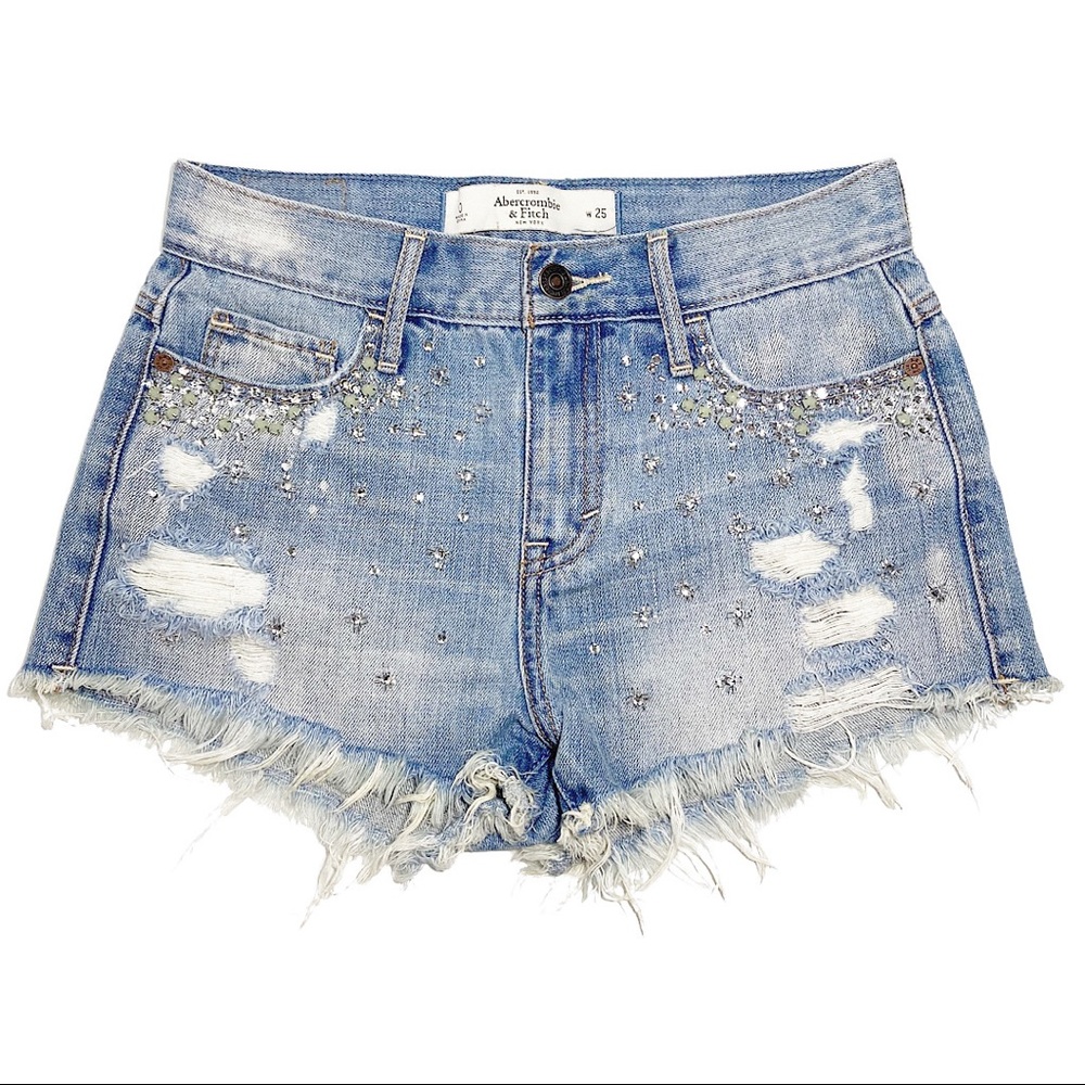 Abercrombie & Fitch Raw Hem Distressed Jean Shorts